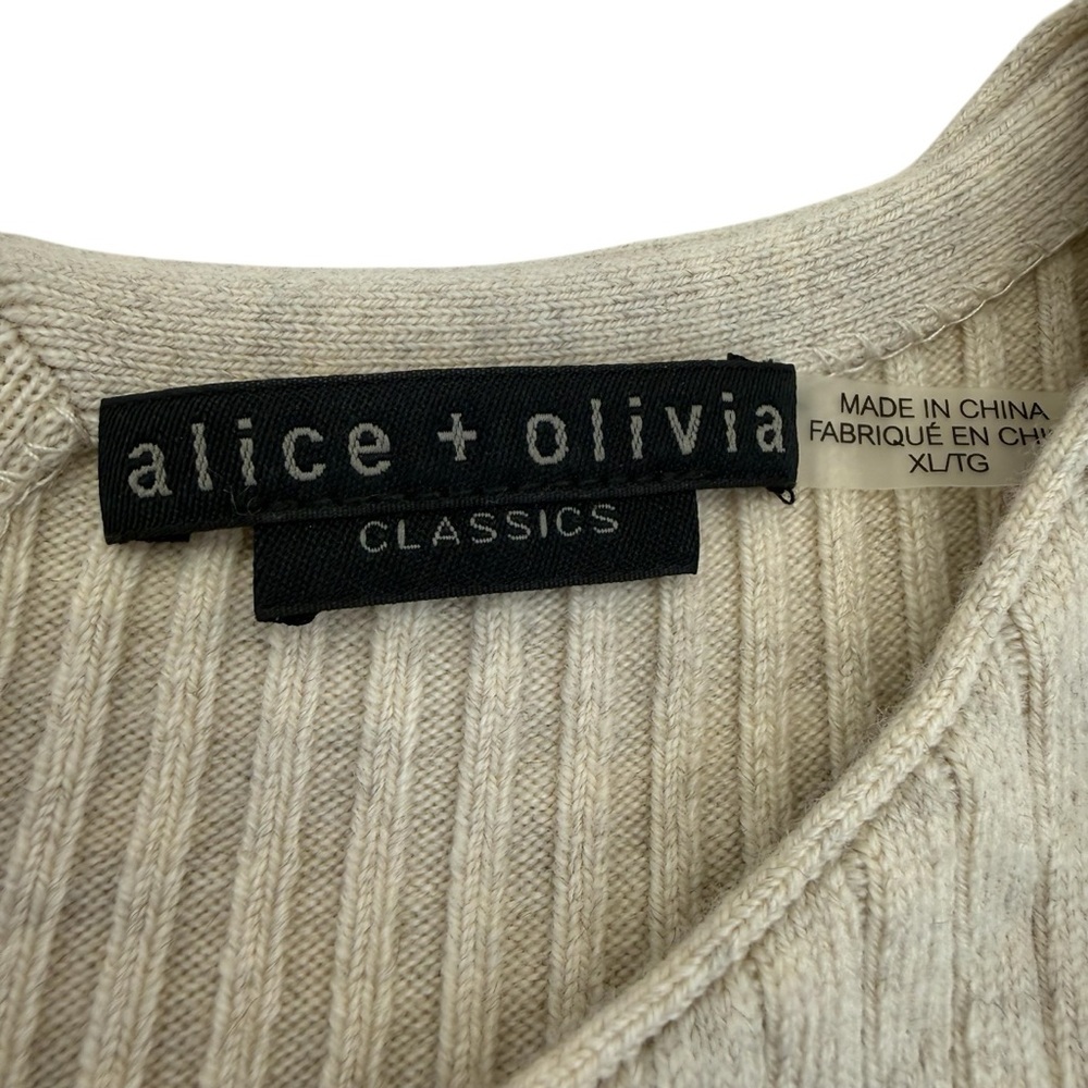 Alice + Olivia Jenner Wool Knit Dress XL Light Tan - Picture 3 of 16